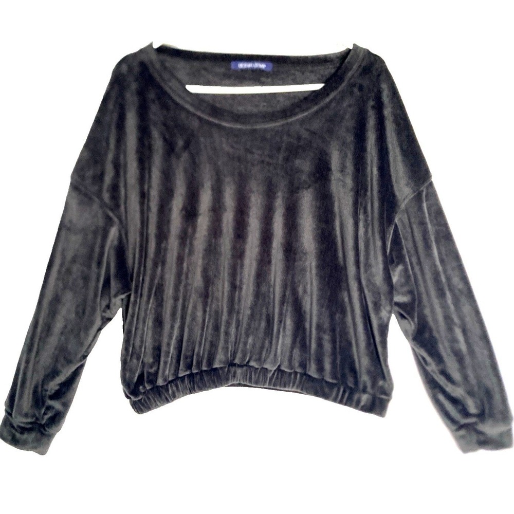 Ocean Drive Velour Velvet Cropped Drop Shoulder Dolman Slouchy Top Womens XL
